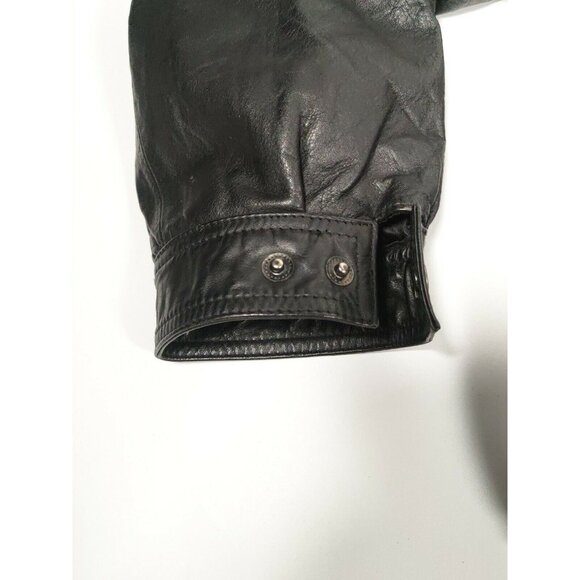 Vintage J Park Mens  Leather Jacket W Hood Bomber Biker Rock Steampunk XL - Picture 9 of 11
